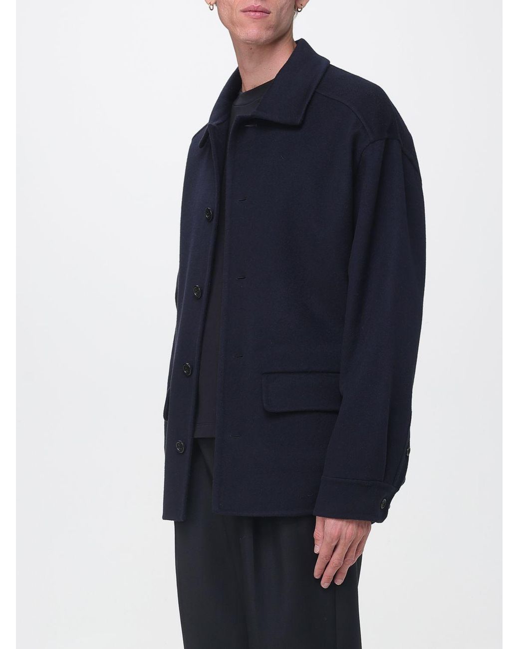 Marni Blue Virgin Wool And Cashmere Shirt Jacket With Dropped Shoulders for men