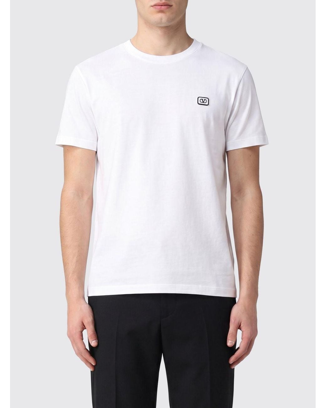 Valentino White Slim Fit Cotton T-Shirt With Vlogo Signature for men