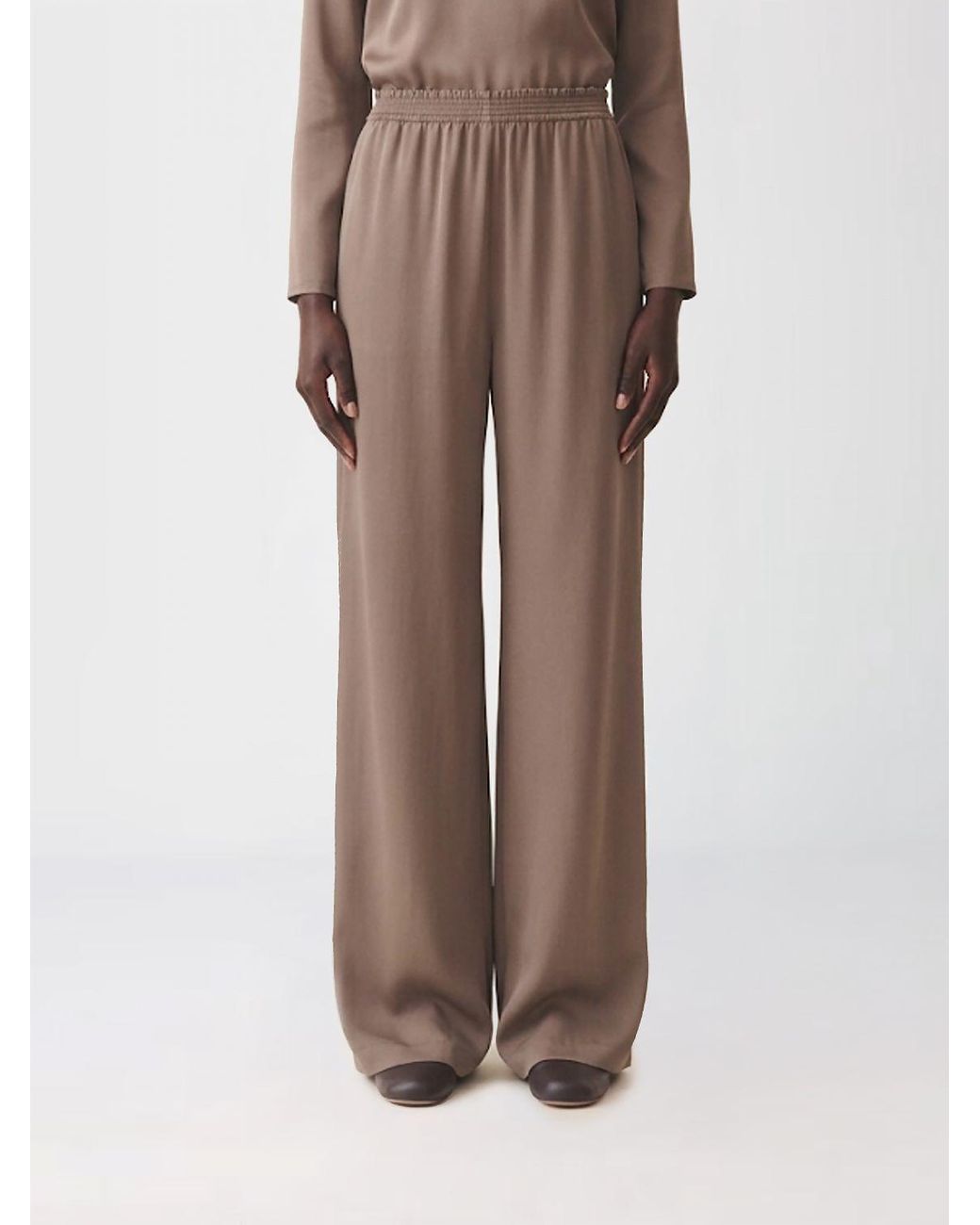 Fabiana Filippi Brown High-Waisted Wide-Leg Palazzo Trousers With Elastic Waistband