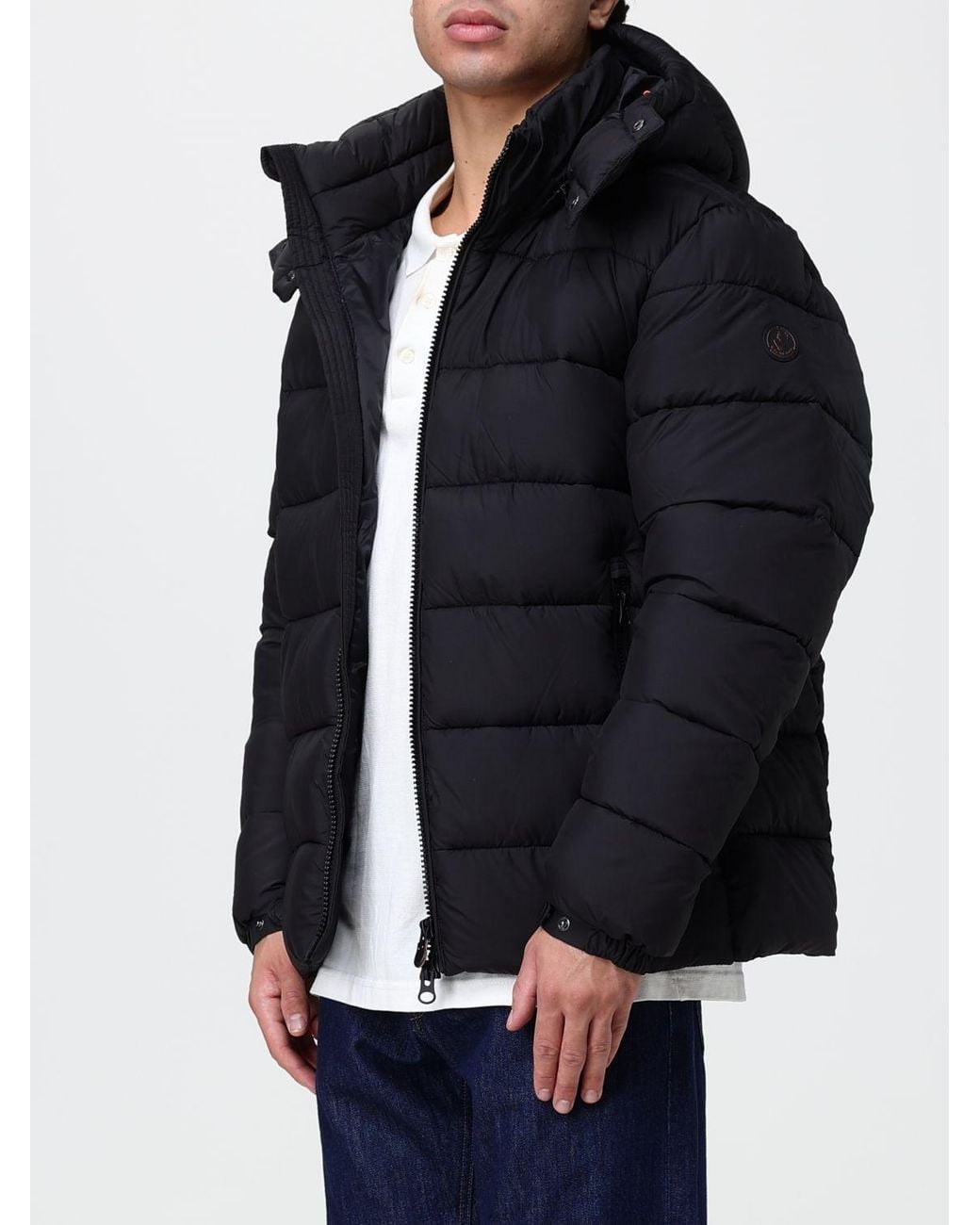 Save The Duck Blue Quilted Nylon Puffer Jacket With Hood And Slit Pockets for men