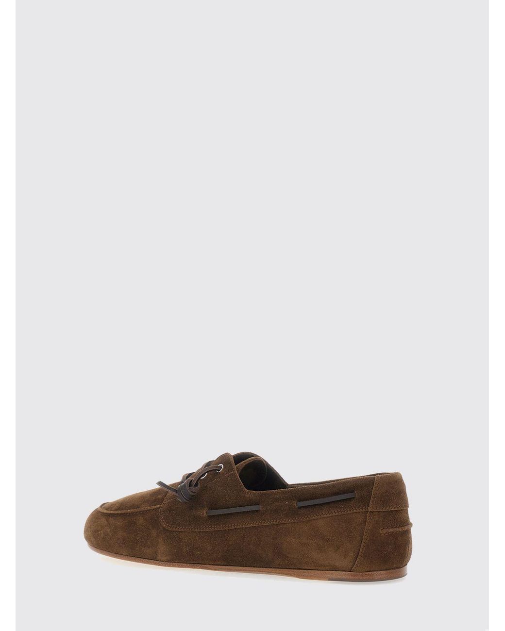 DSquared² Brown Suede Calfskin Boat Shoes With Embossed Logo And Leather Sole for men