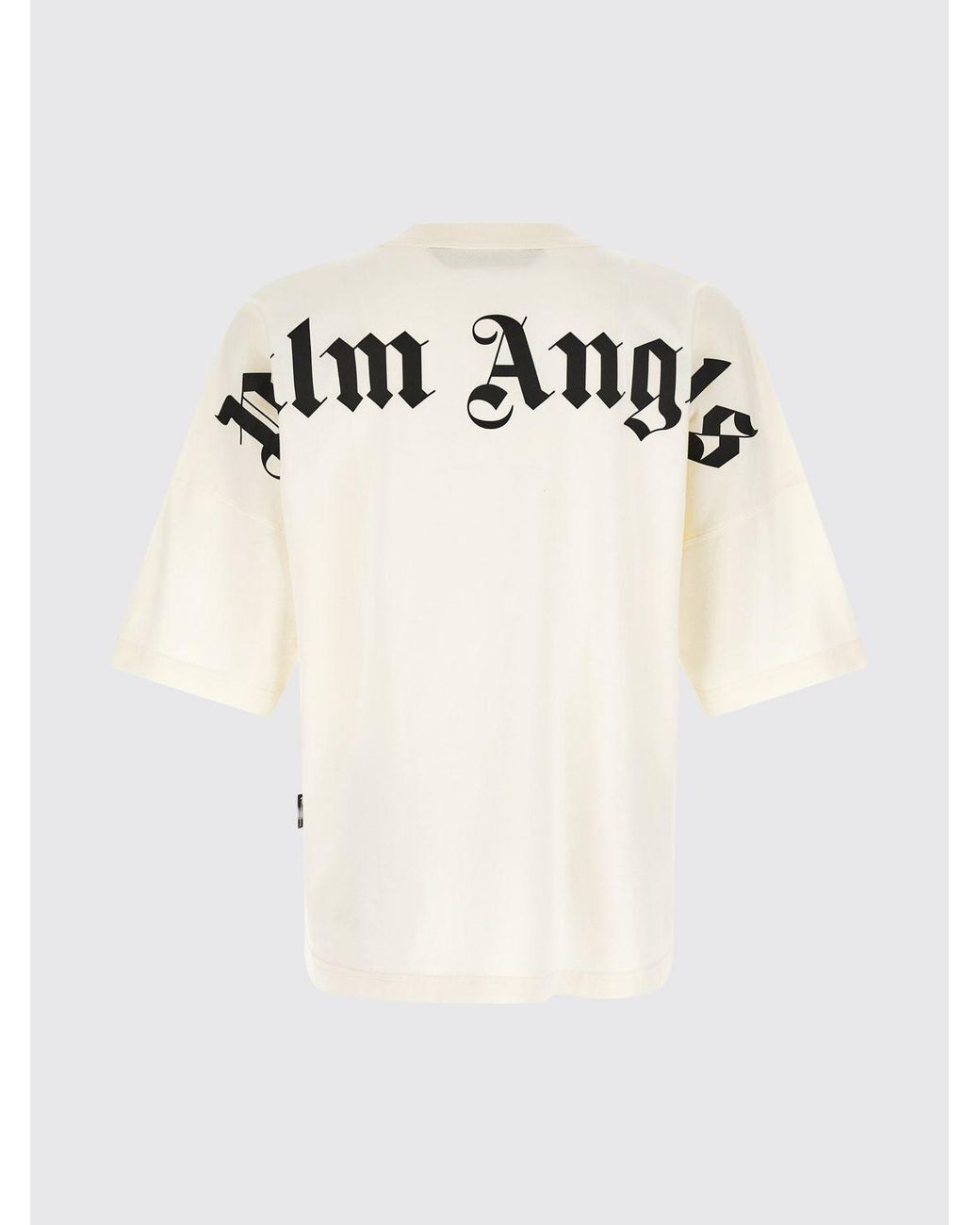 Palm Angels White Relaxed Fit Cotton T-Shirt With Contrasting Logo for men