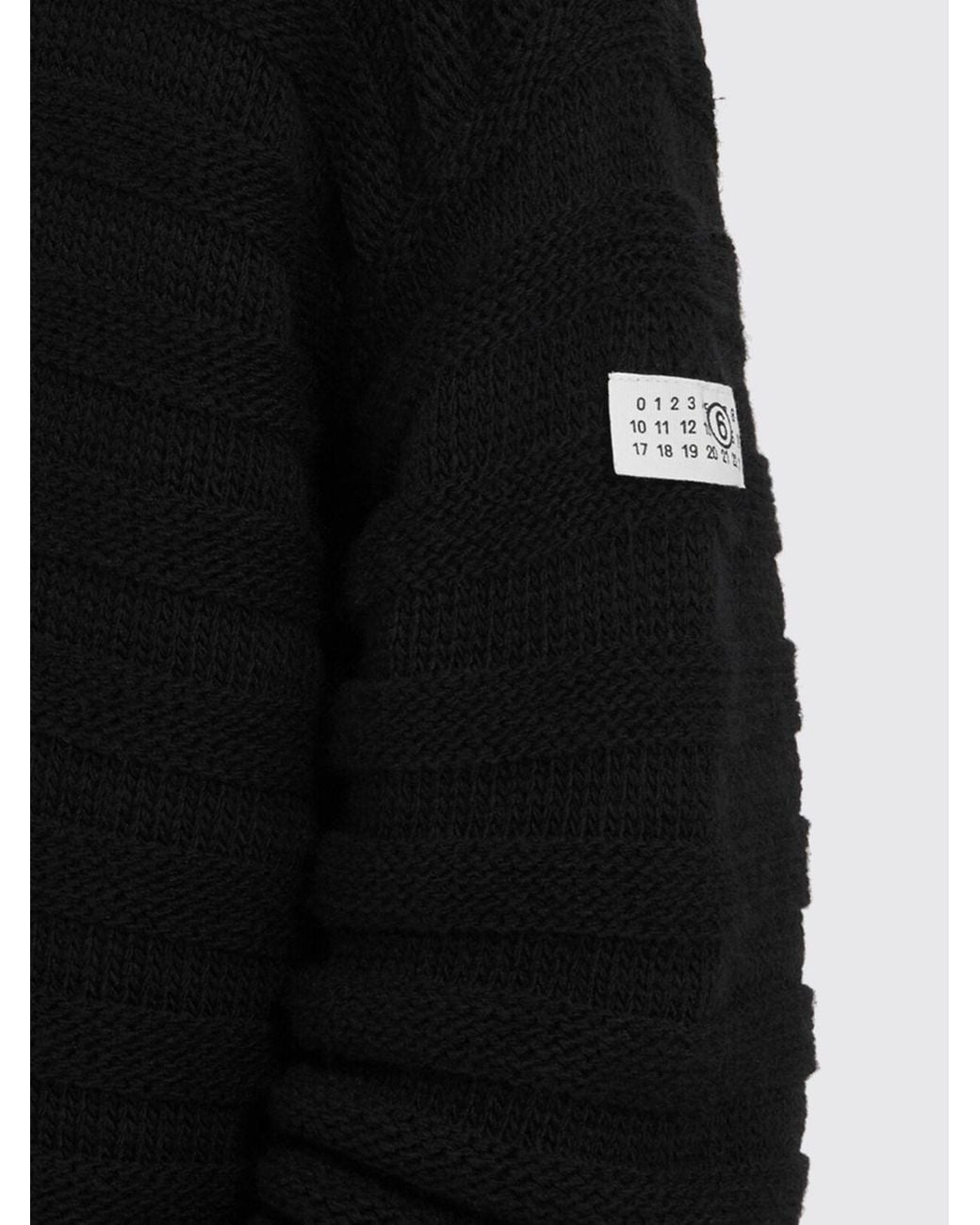 MM6 by Maison Margiela Black Relaxed Fit Wool Blend Turtleneck Jumper With Logo for men