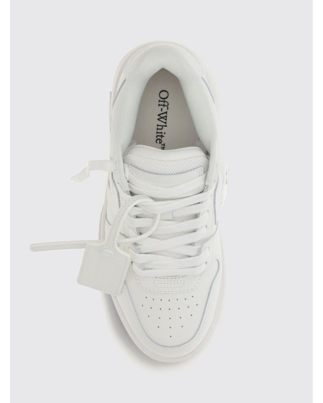 Off-White c/o Virgil Abloh White Out Of Office Calf Leather Sneakers With Signature Zip Tie Tag