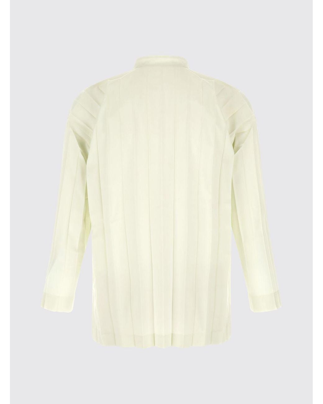 Homme Plissé Issey Miyake White Homme Plissé Issey Miyake Slim Fit Pleated Crêpe Mandarin Collar Shirt for men