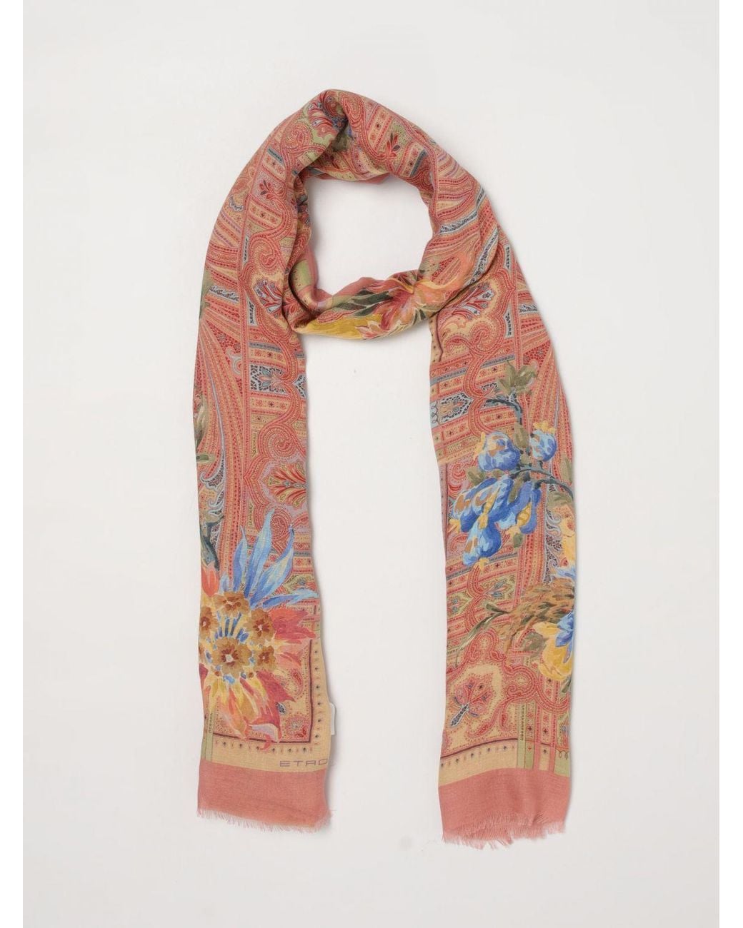 Etro Pink Floral Paisley Print Scarf