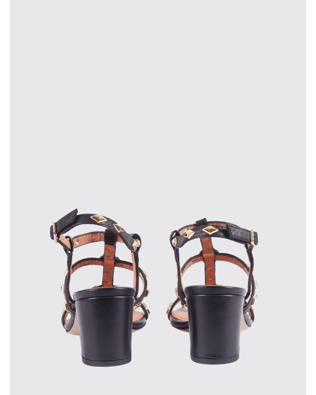 Via Roma 15 White Leather Sandals With Studs