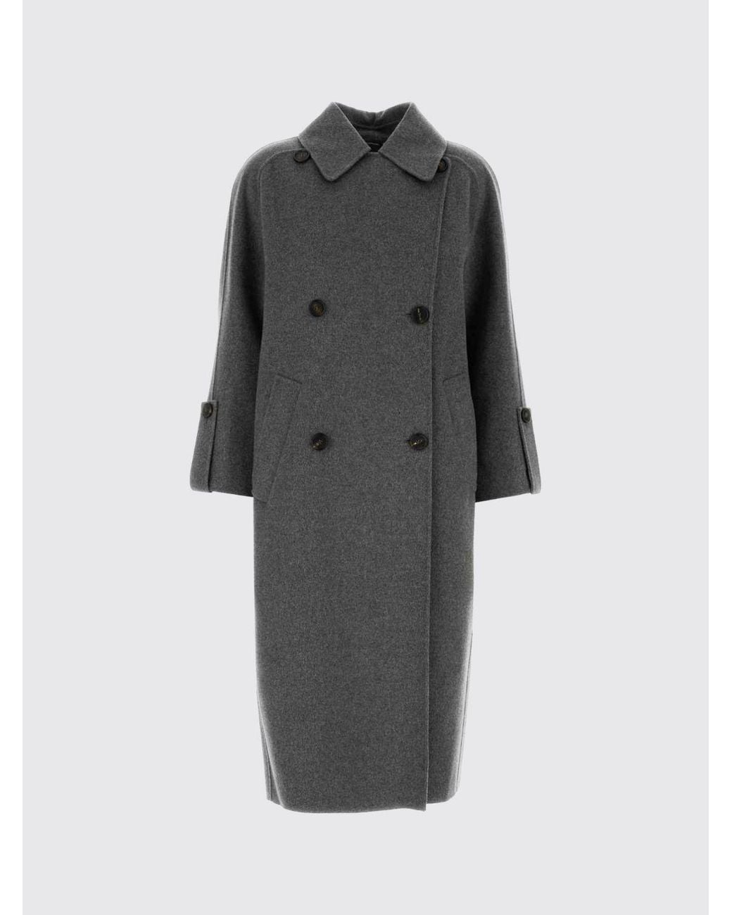 Abrigo Cruzado De Lana Virgen Max Mara de color Black