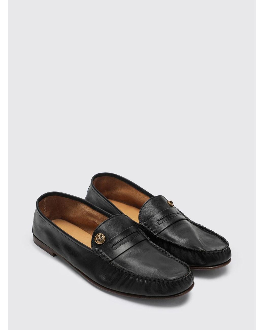 Versace White Leather Loafers for men