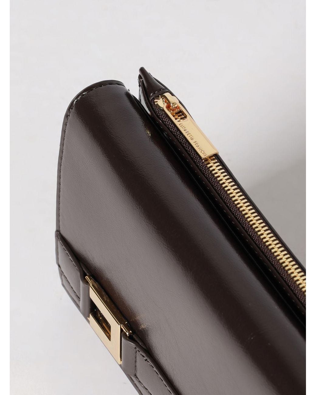 Elisabetta Franchi Gray Faux Leather Wallet Bag