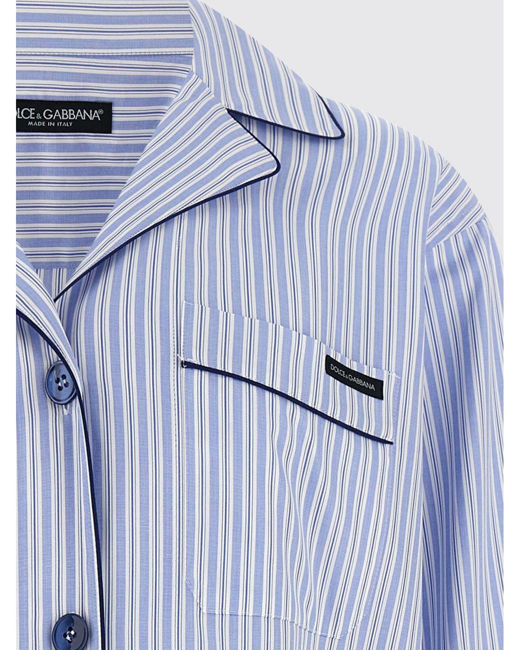 Dolce & Gabbana Blue Dolce &Amp Gabbana Striped Cotton And Silk Shirt