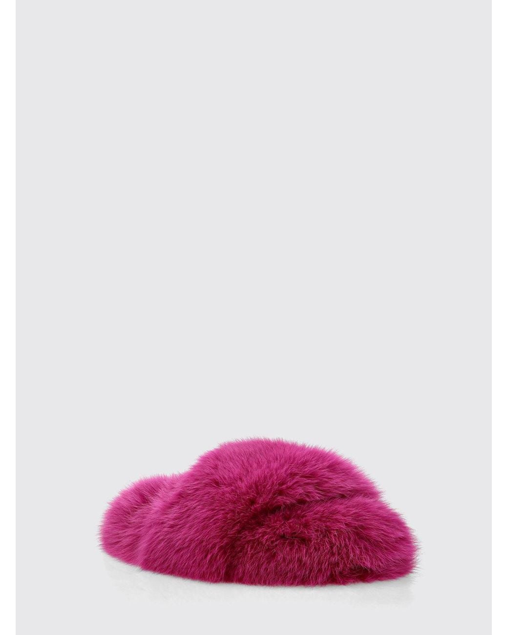 Philipp Plein Pink Solid Colour Fur Slide Sandals With A Low Heel