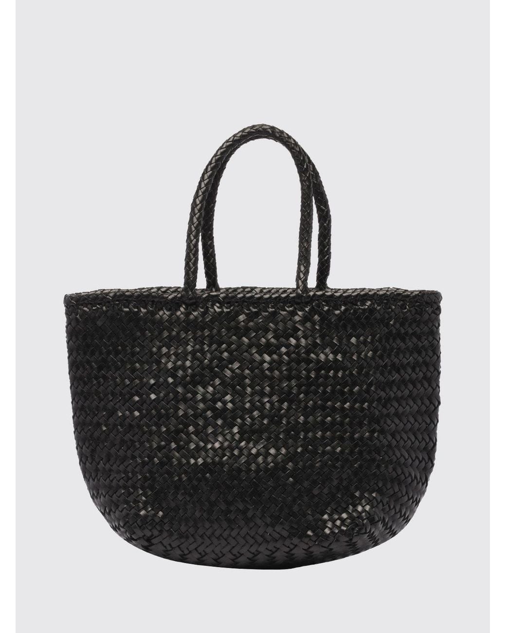 Dragon Diffusion Black Grace Woven Leather Tote Bag With Double Handle