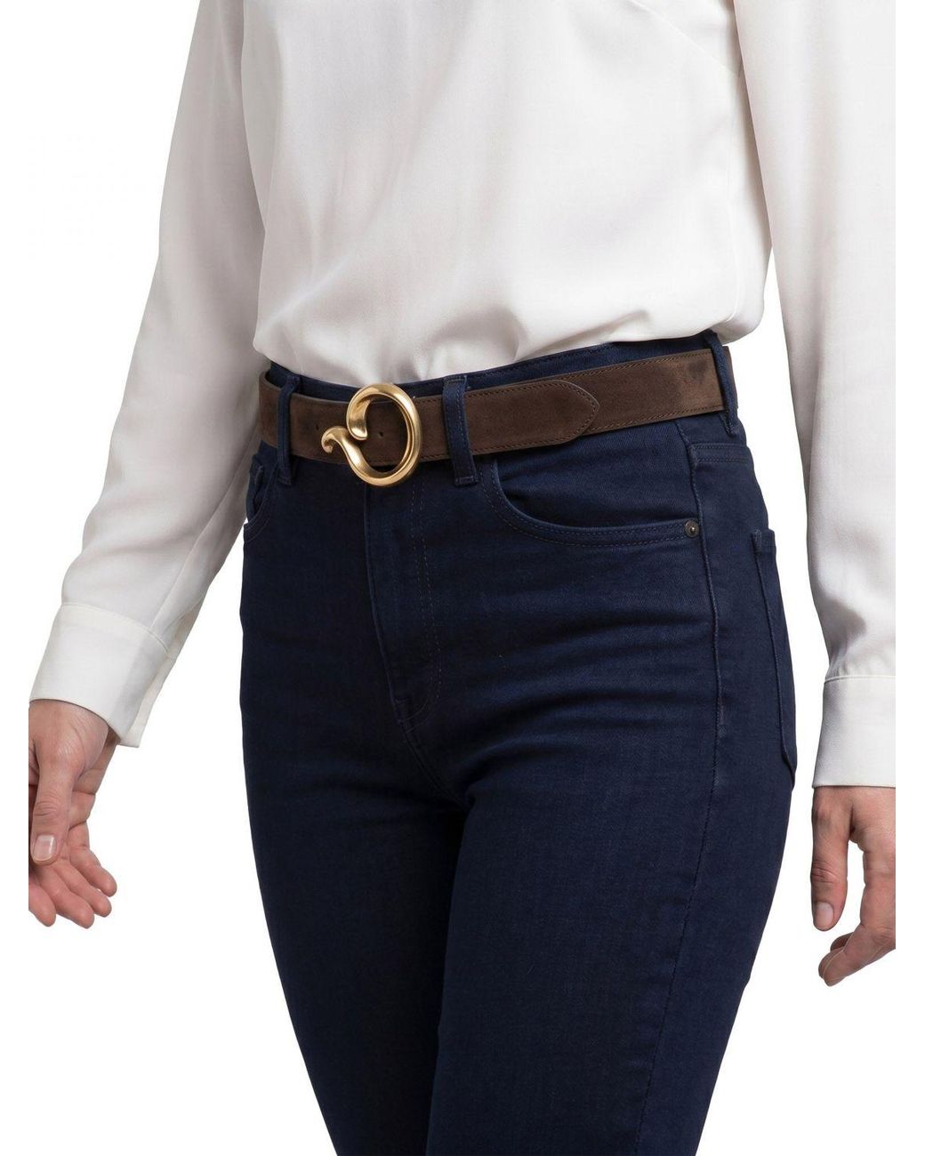 Etro White Adjustable Suede Calfskin Leather Belt With Metal Buckle