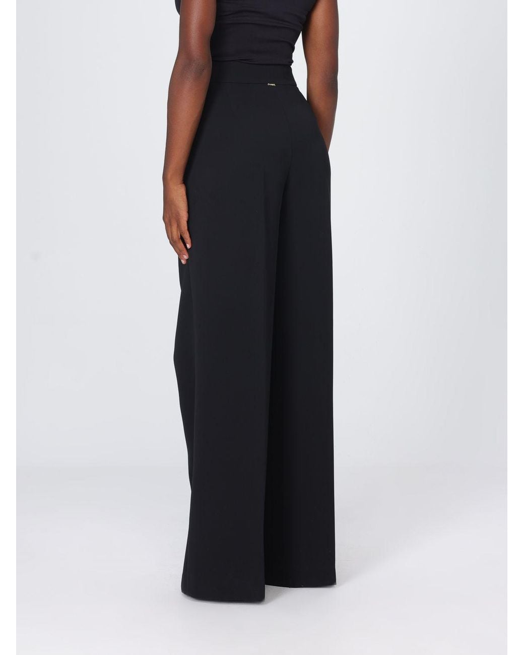 Twinset Black High-Waisted Wide-Leg Sartorial Crêpe Trousers