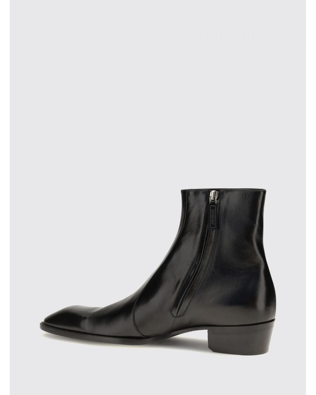 Saint Laurent Black Tapered Toe Ankle Boots for men