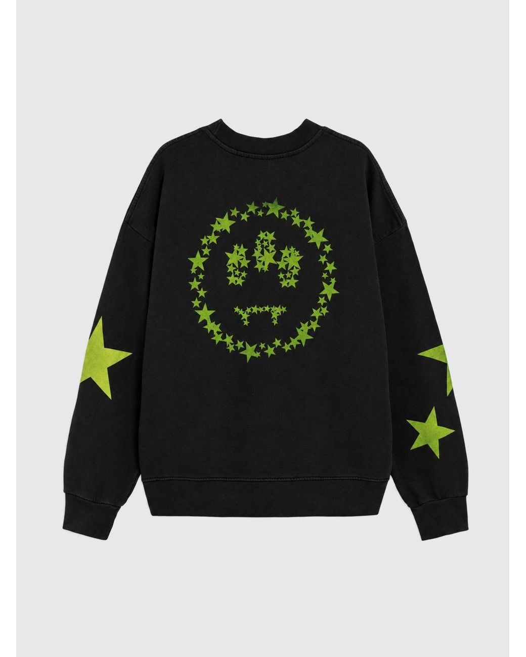 Barrow Blue Cotton Crewneck Sweatshirt With Contrasting Logo And Star Print for men