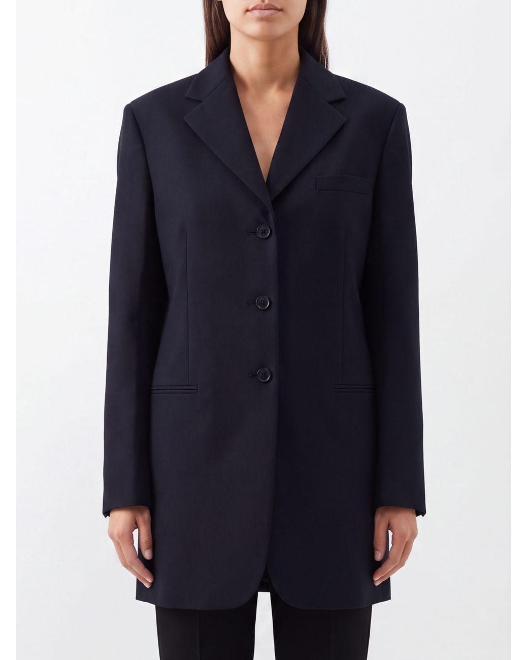 Jil Sander Blue Knee-Length Single-Breasted Blazer
