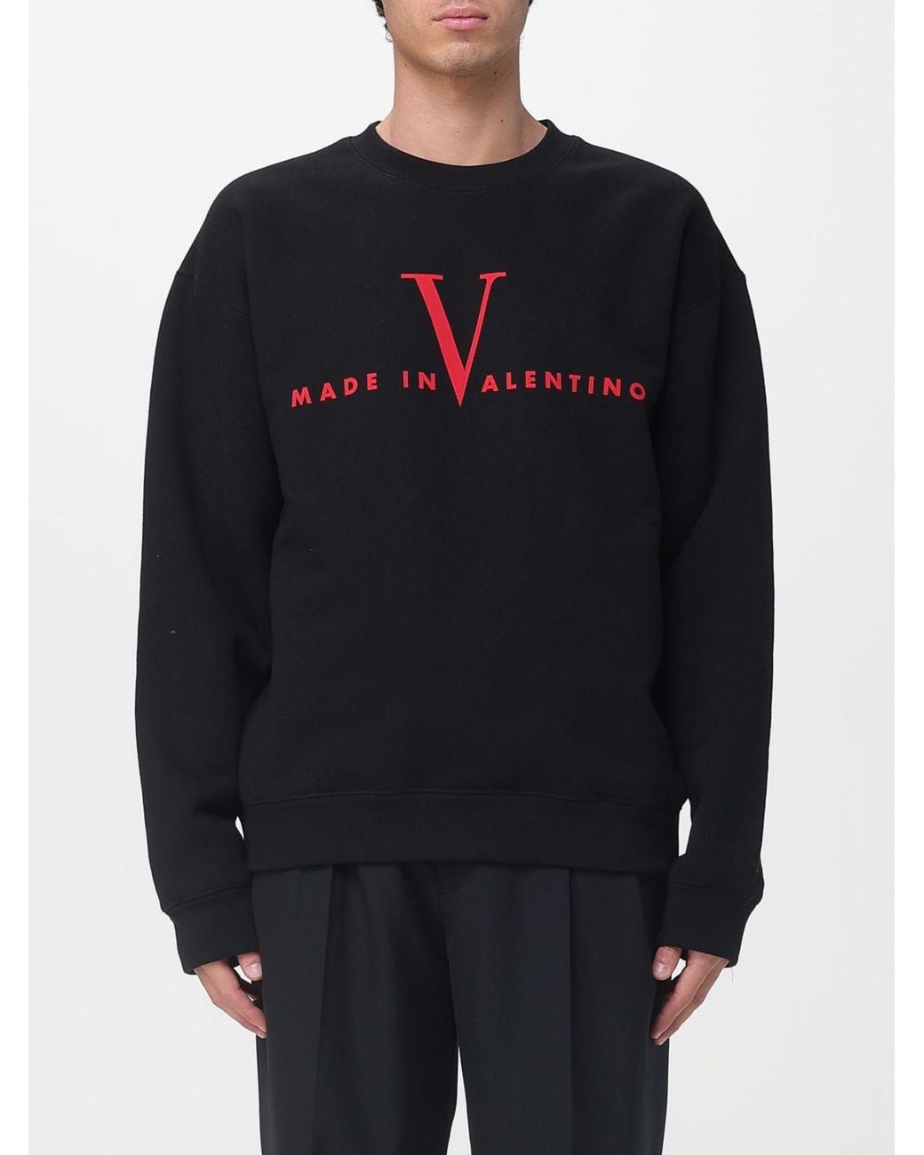 Valentino Blue Cotton Crewneck Sweatshirt With Logo for men