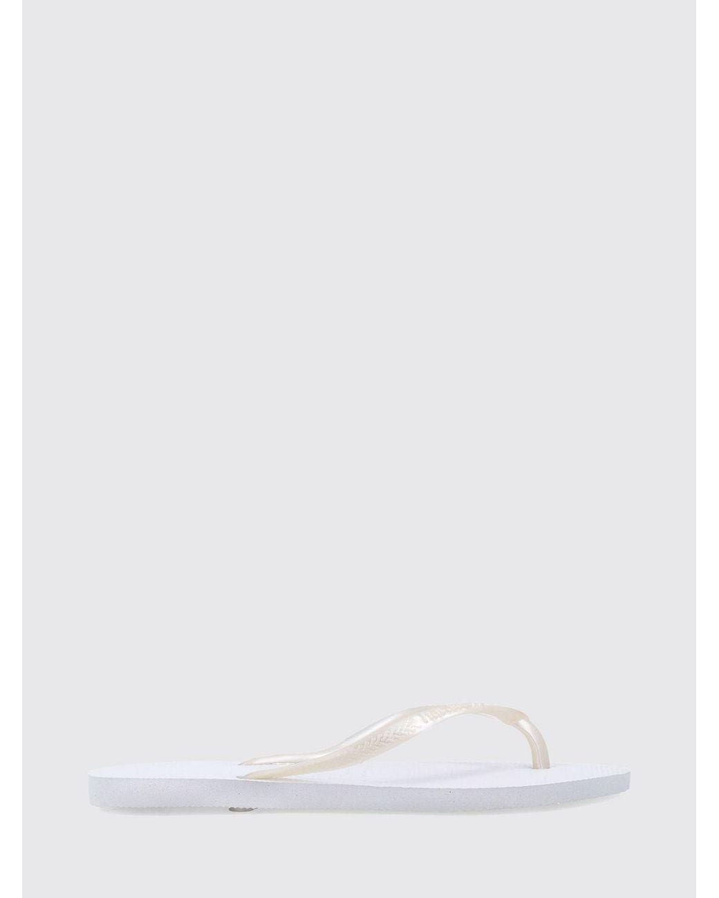 Havaianas White Slim Rubber Thong Sandals With Low Heel And Tone-On-Tone Logo