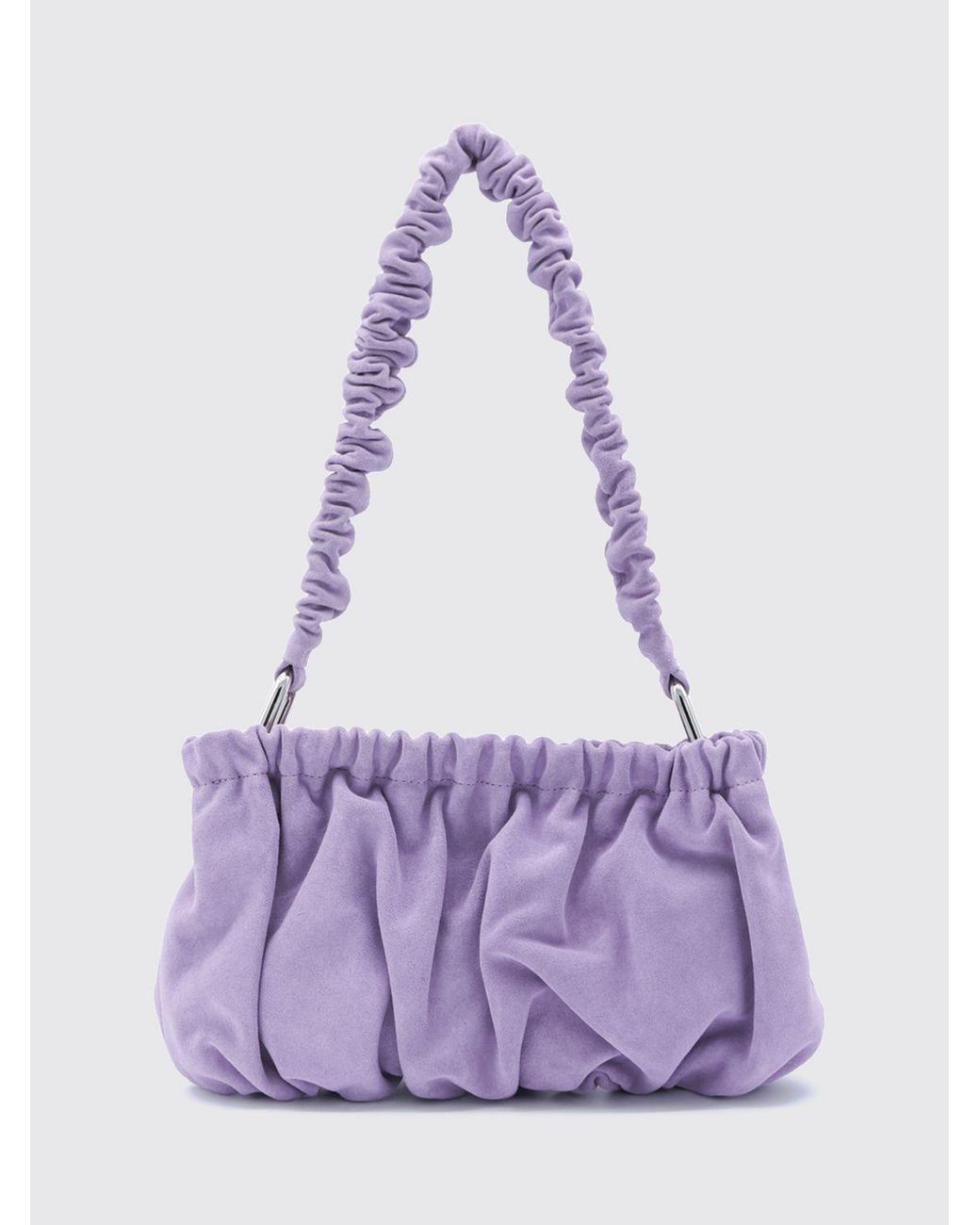 Marni Purple Ruched Synthetic Suede Shoulder Bag