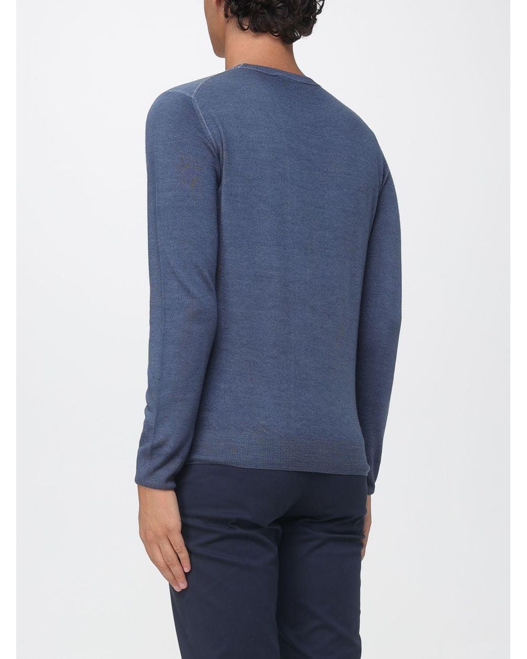 Brooksfield Blue Shawl Collar Wool Cardigan With Button Closure for men