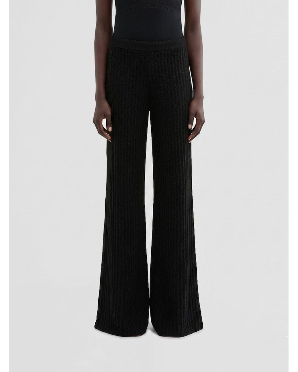 MACCAPANI Black Bouncy Cotton Palazzo Trousers