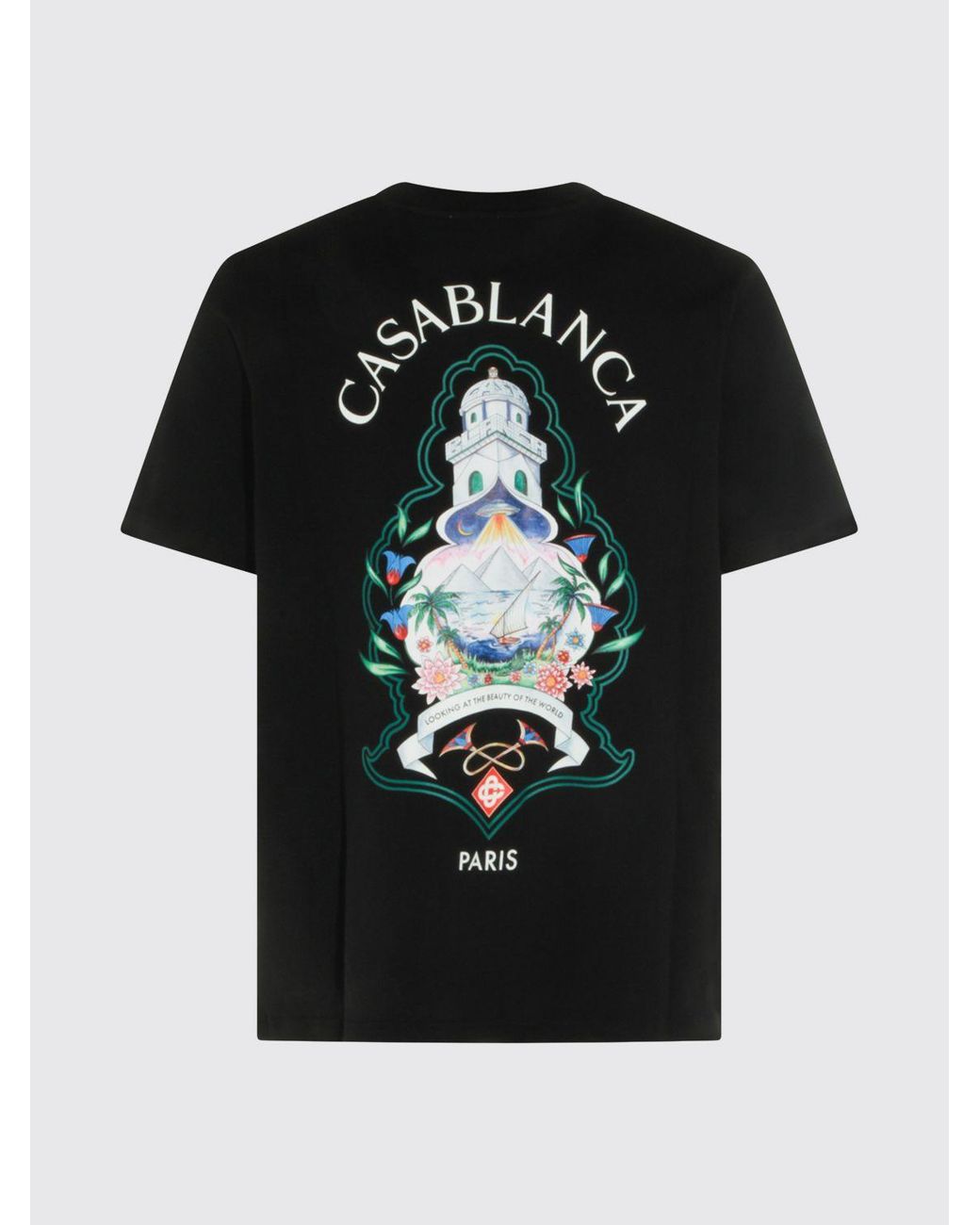 Casablanca Black Organic Cotton Crew Neck T-Shirt With Logo Print for men