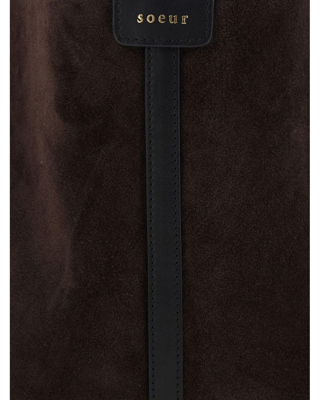 Soeur Black Delice Suede Shoulder Bag With Flat Handle