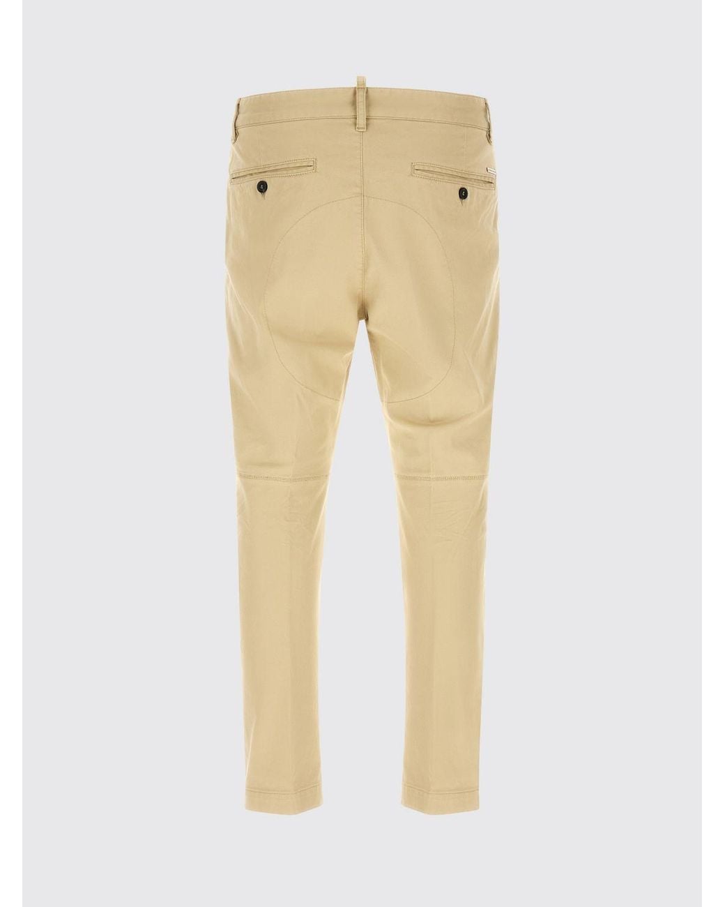DSquared² Natural Slim Fit Stretch Cotton Chino Trousers With Mid-Rise Waist for men