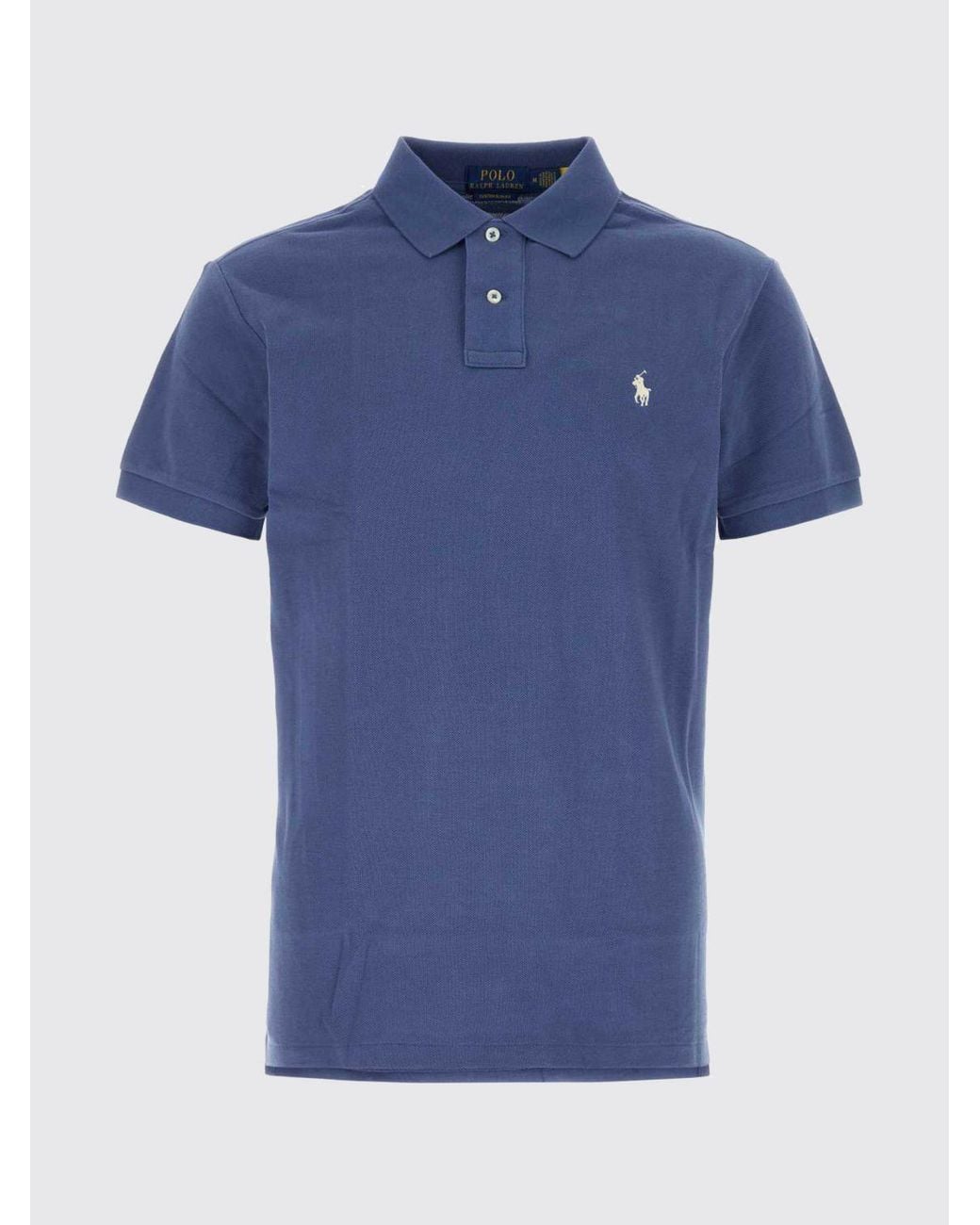 Polo Ralph Lauren Blue Short-Sleeved Cotton Polo Shirt With Embroidered Pony Logo for men