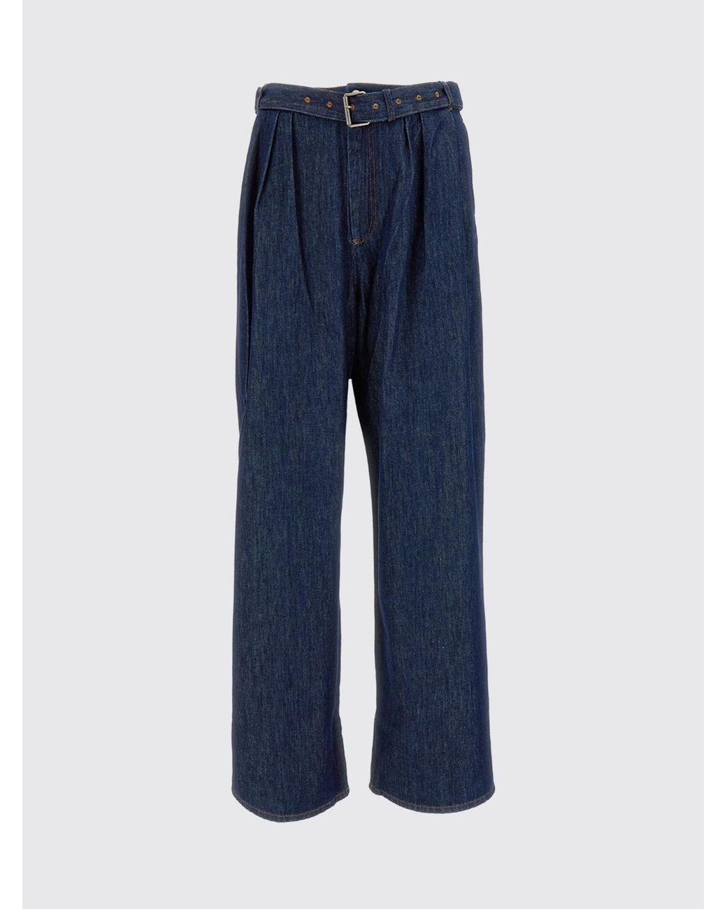 Dries Van Noten Blue Wide-Leg Pleated Jeans for men