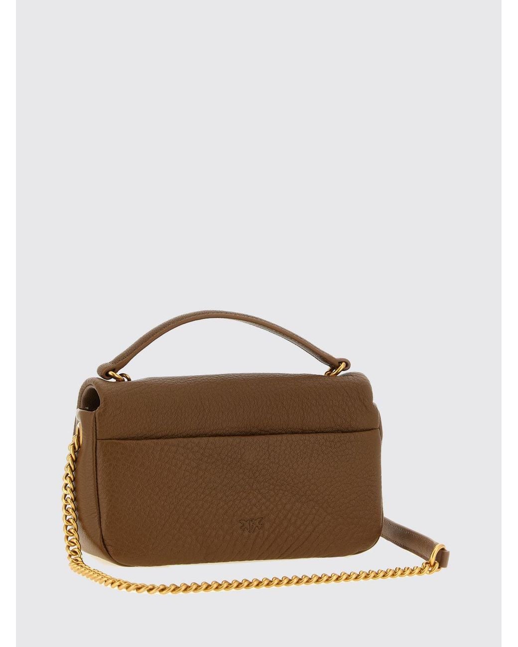Pinko White Click Soft Horizontal Classic Monogram Lamb Leather Shoulder Bag