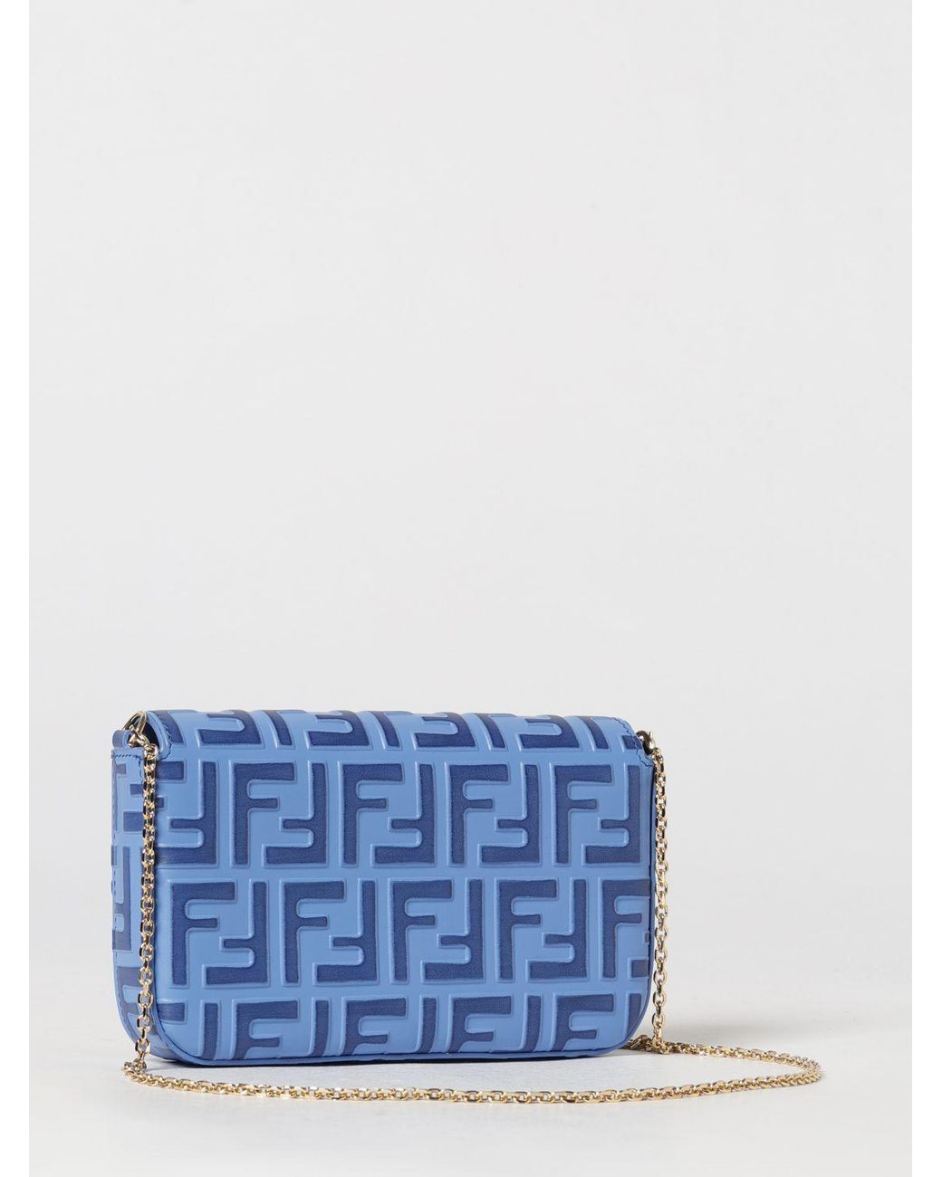 Fendi Blue Ff Diamonds Leather Crossbody Bag With Monogram