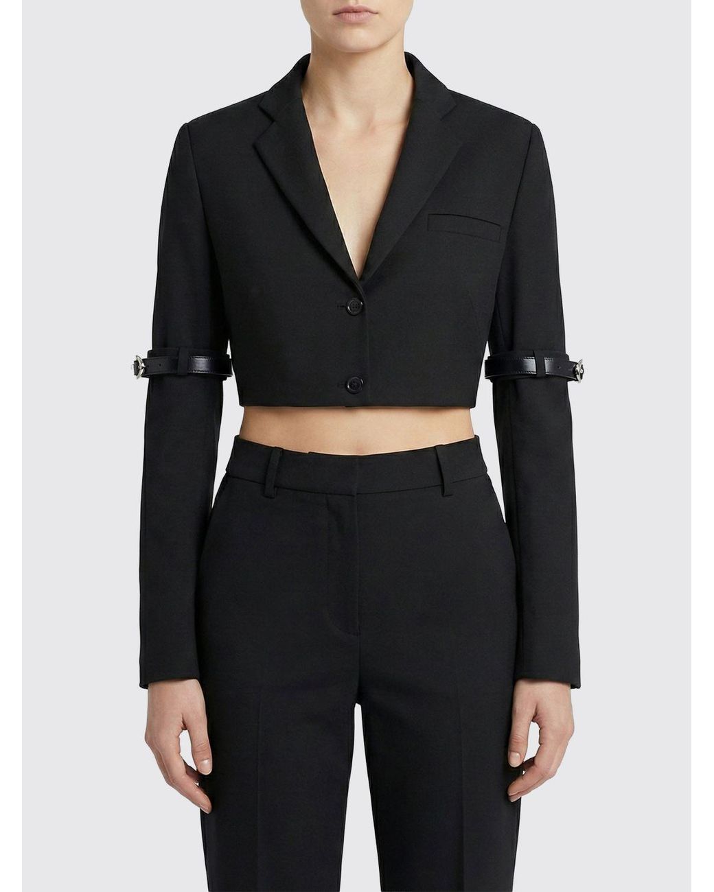 Coperni Black Virgin Wool Crop Blazer