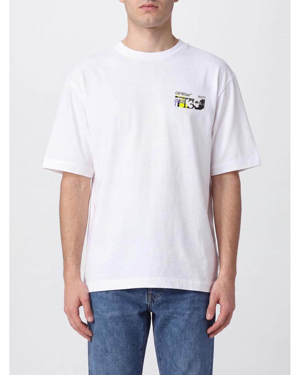 Off-White c/o Virgil Abloh White Cotton T-Shirt With Contrasting Arrow Logo And Dropped Shoulders for men