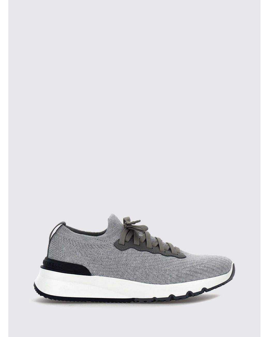 Brunello Cucinelli Strick-Low-Top-Sneaker Aus Baumwollmischung Mit Elastischem Knöchel in White für Herren