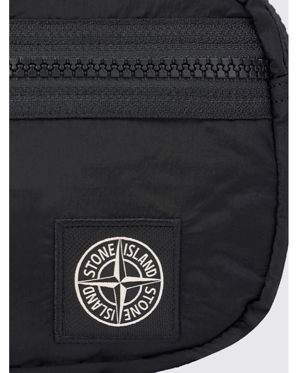 Stone Island Black Compass Logo Bum Bag for men