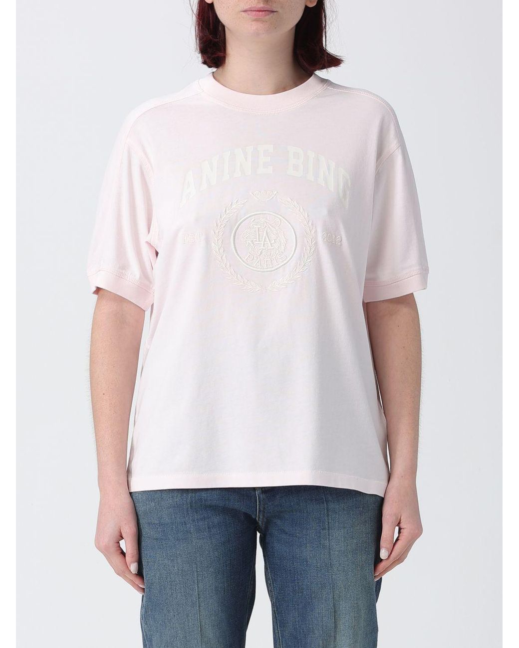 Anine Bing White Logo Cotton T-Shirt