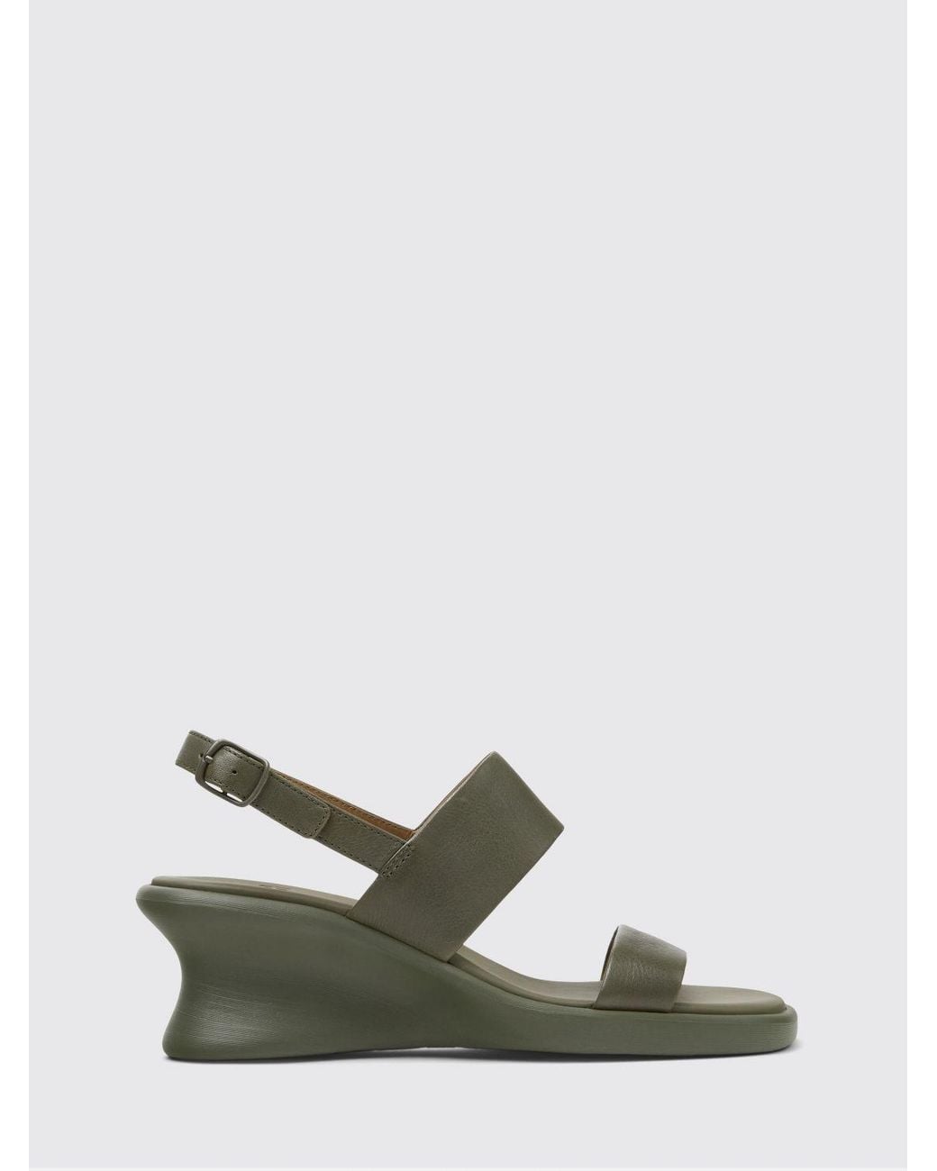 Camper Green Louise Leather Wedge Sandal