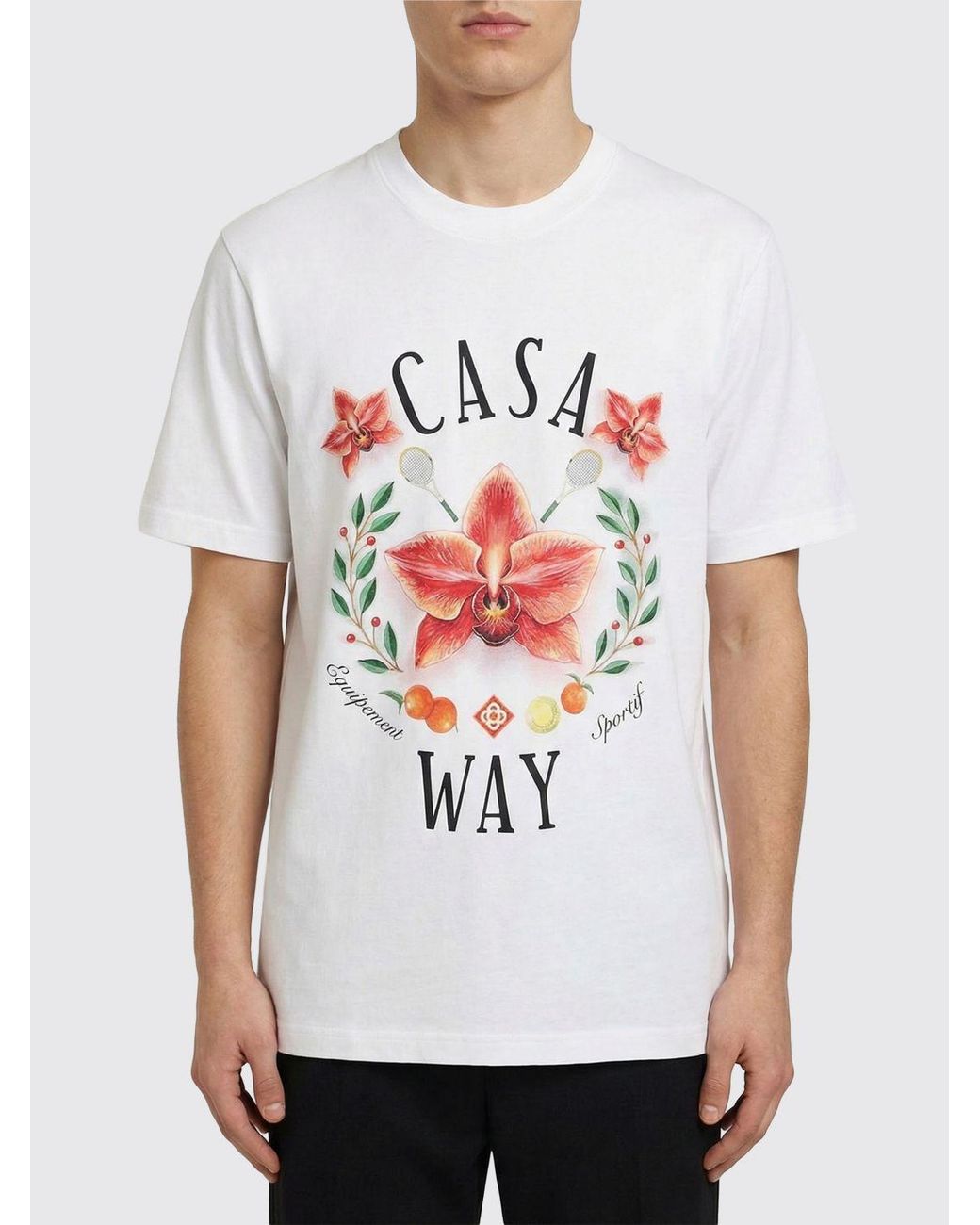 Casablanca White Printed Organic Cotton T-Shirt for men