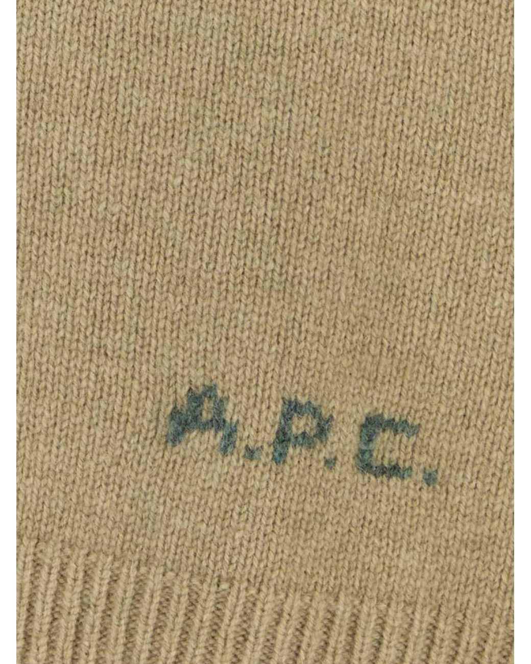 A.P.C. Natural V-Neck Pure Wool Cardigan With Contrast Logo for men