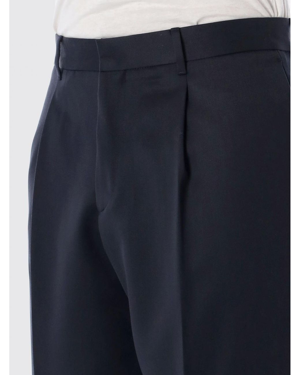 Lardini Blue Wide-Leg Pure Virgin Wool Pleated Trousers for men
