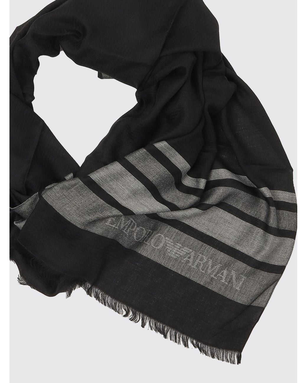 Emporio Armani Black Striped Scarf for men