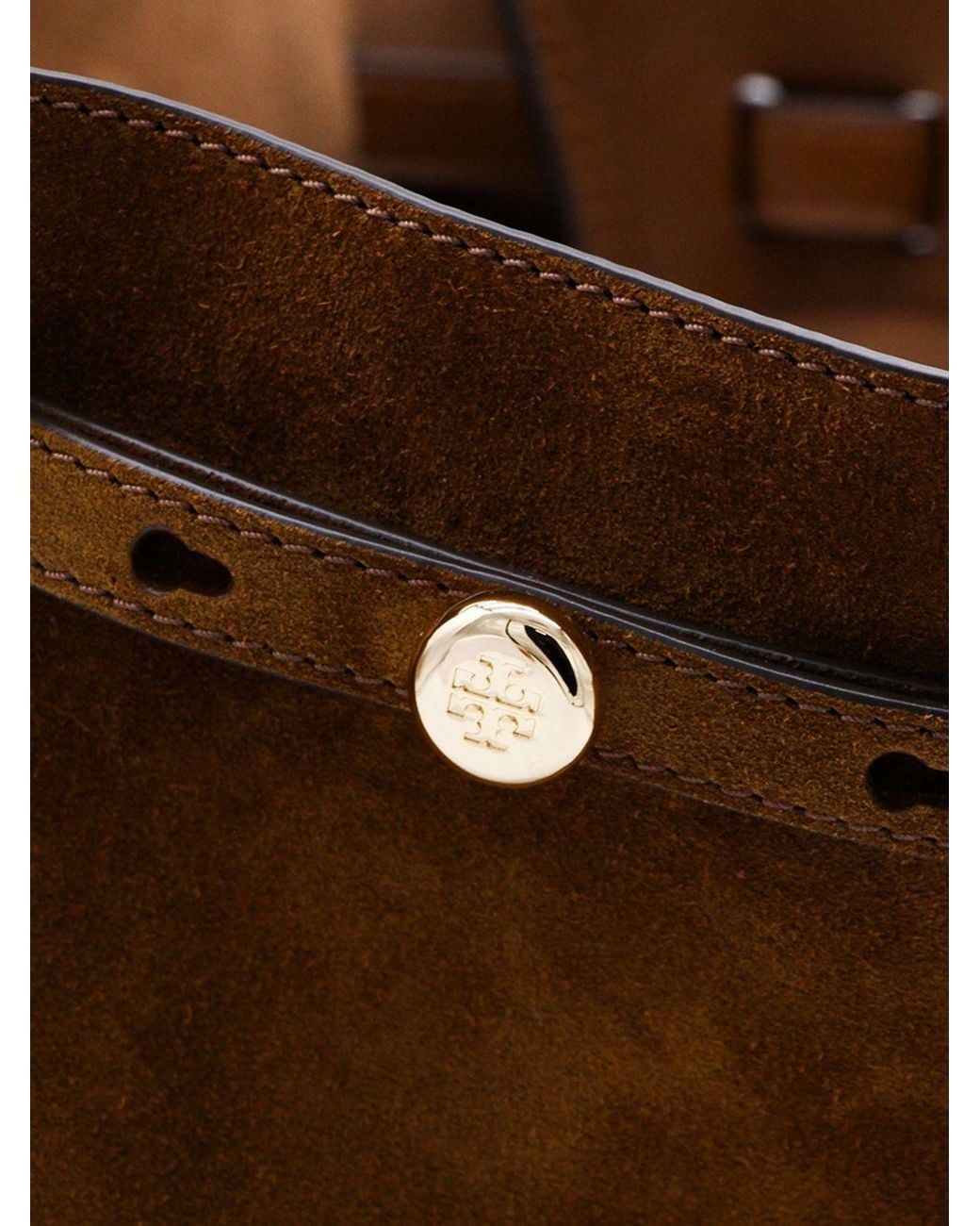 Tory Burch Brown Romy Large Suede Shoulder Bag With Double Handle