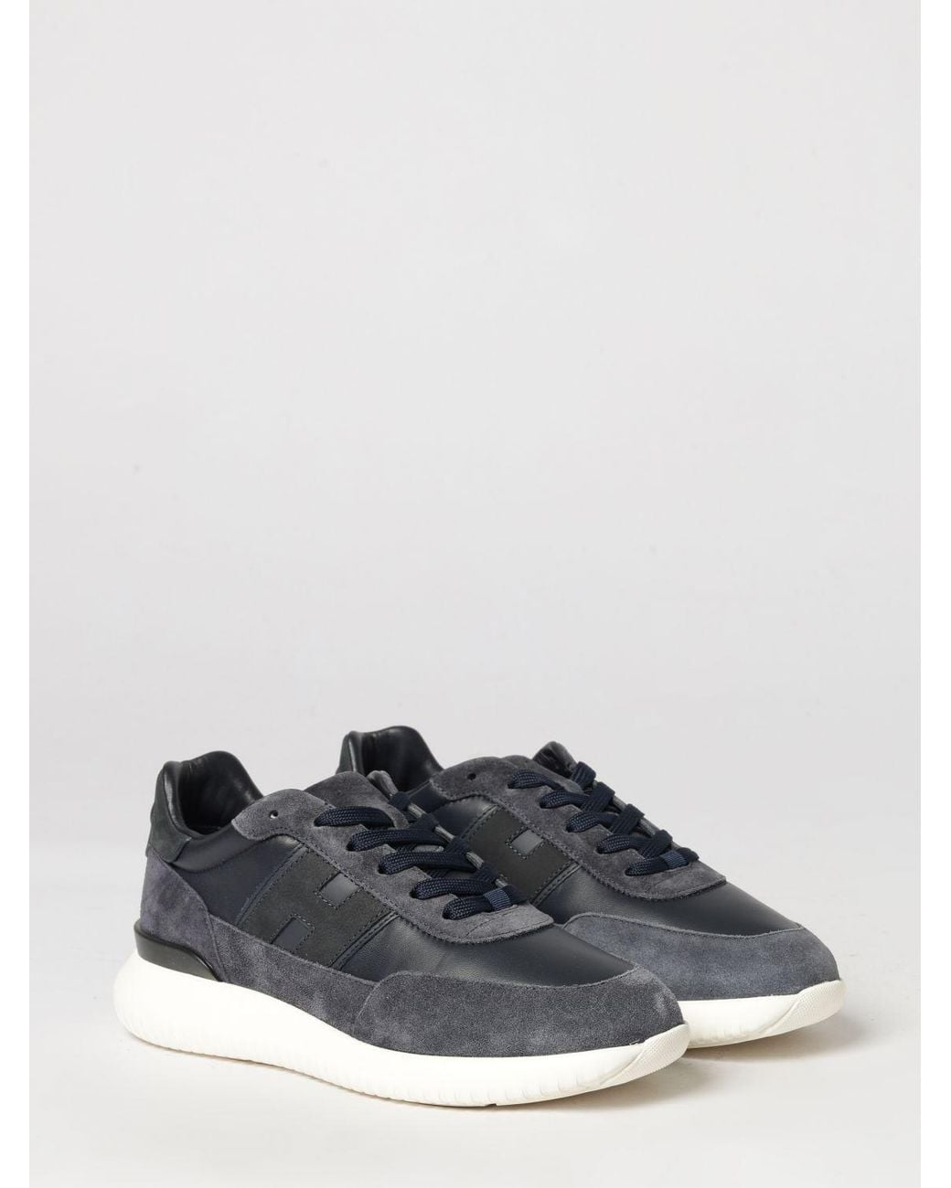 Hogan Blue Interactive³ Bovine Leather Sneakers With Side H Logo for men