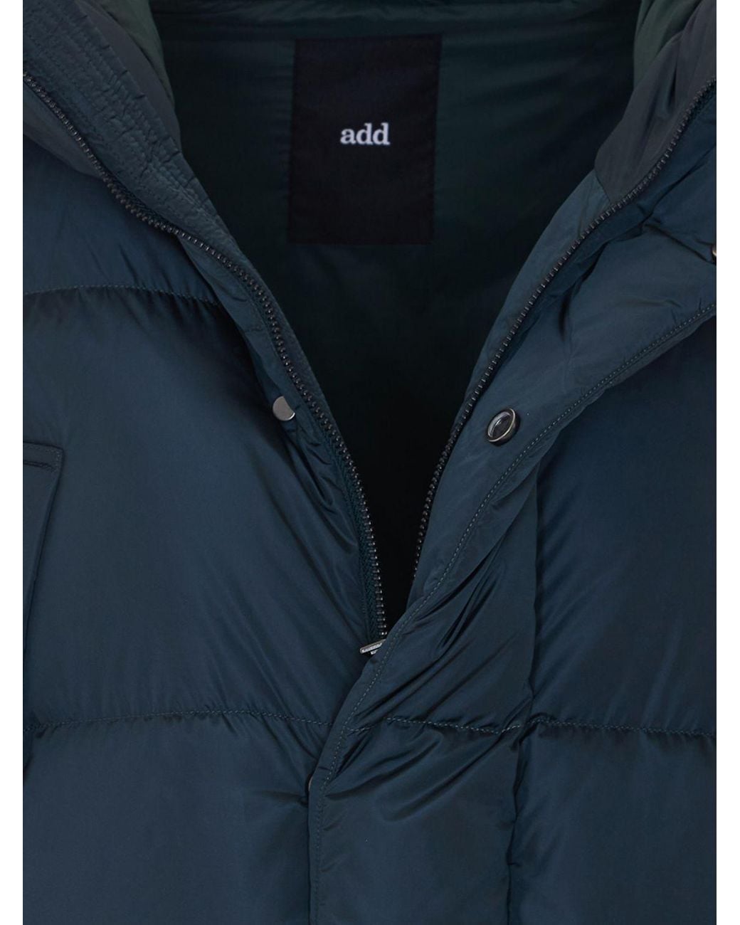 Add Blue Water-Repellent Nylon Long Down Jacket With Ped Hood for men