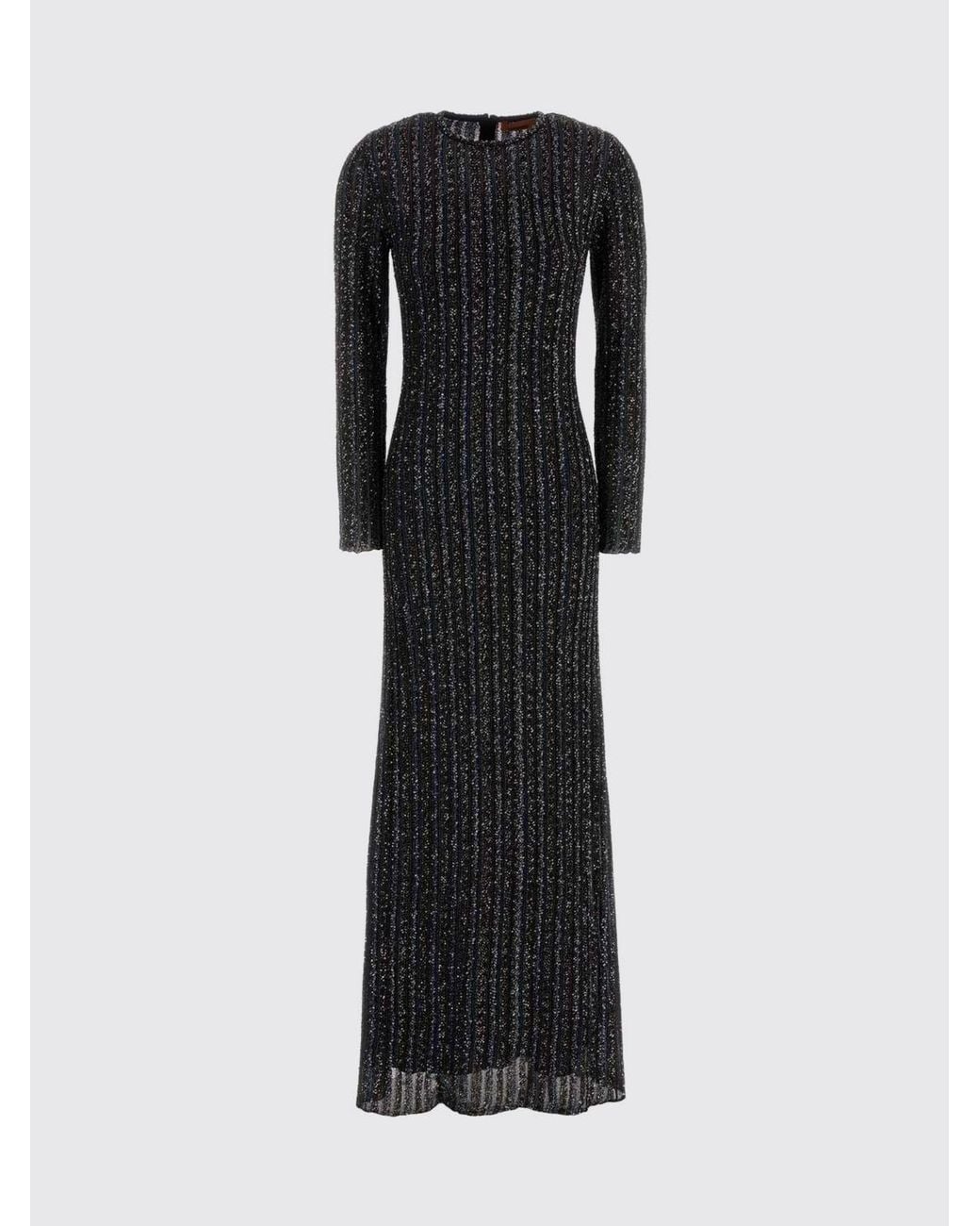 Missoni Blue Long Striped Lurex Sheath Dress With Sequins