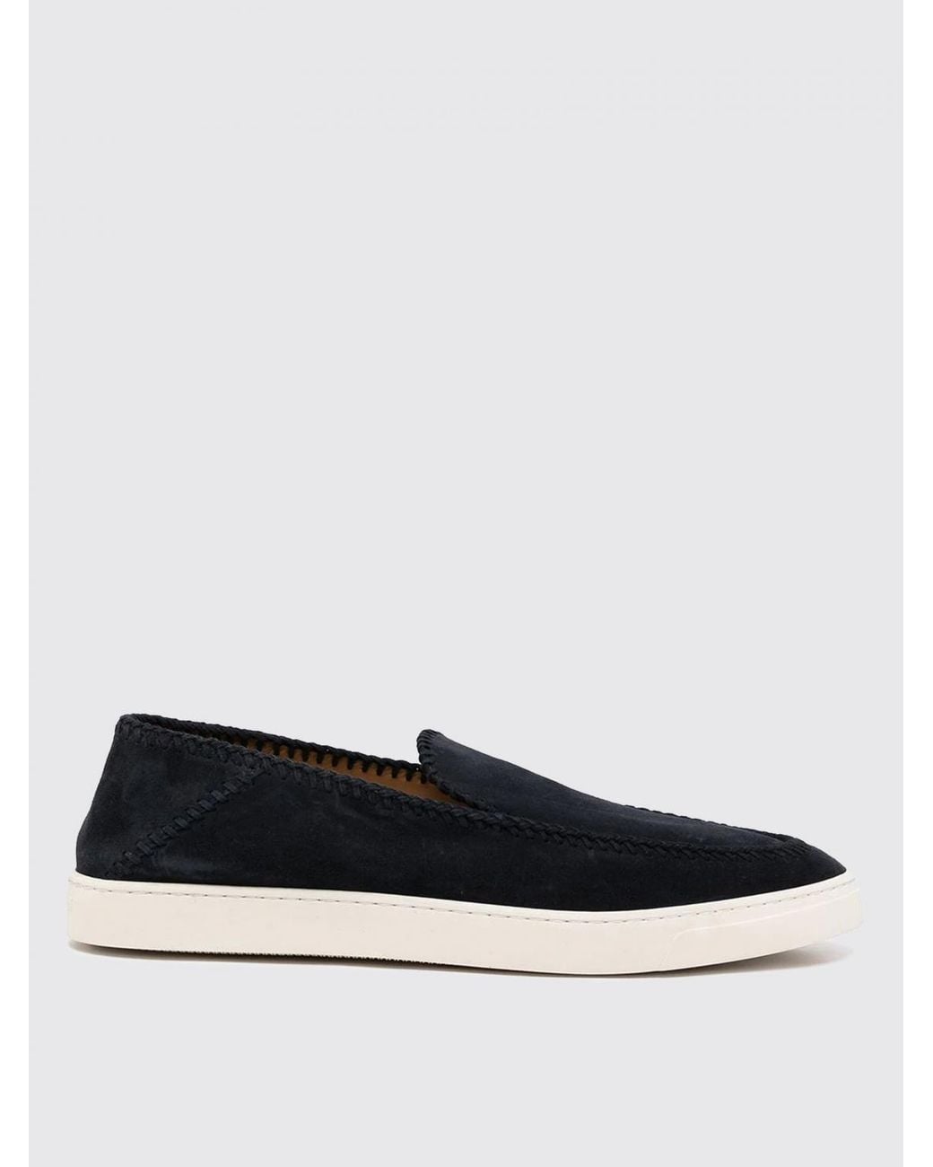 Giorgio Armani White Suede Loafers With Thread Stitching for men