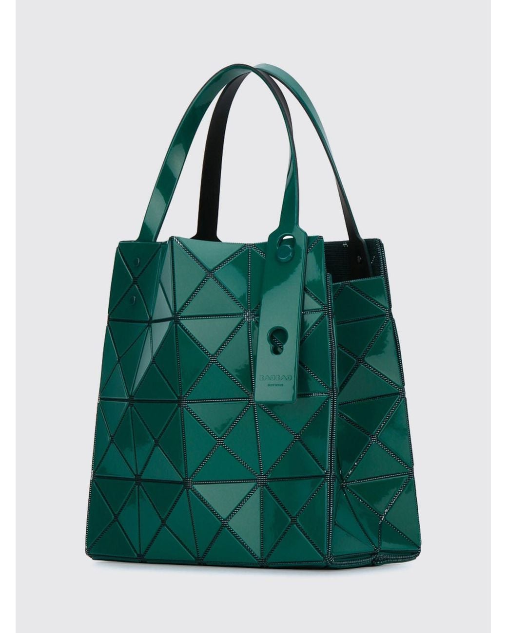Issey Miyake Green Carat Mini Handbag With Geometric Panels And Double Handles